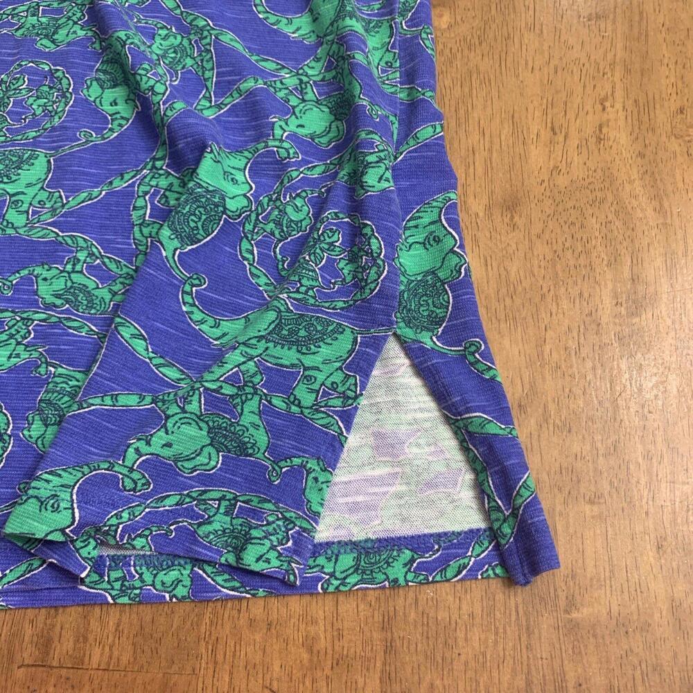 Lilly Pulitzer Hoodie Tunic Women Sz S Noelle Blue Loopy Elephants Artsy… - Picture 6 of 10
